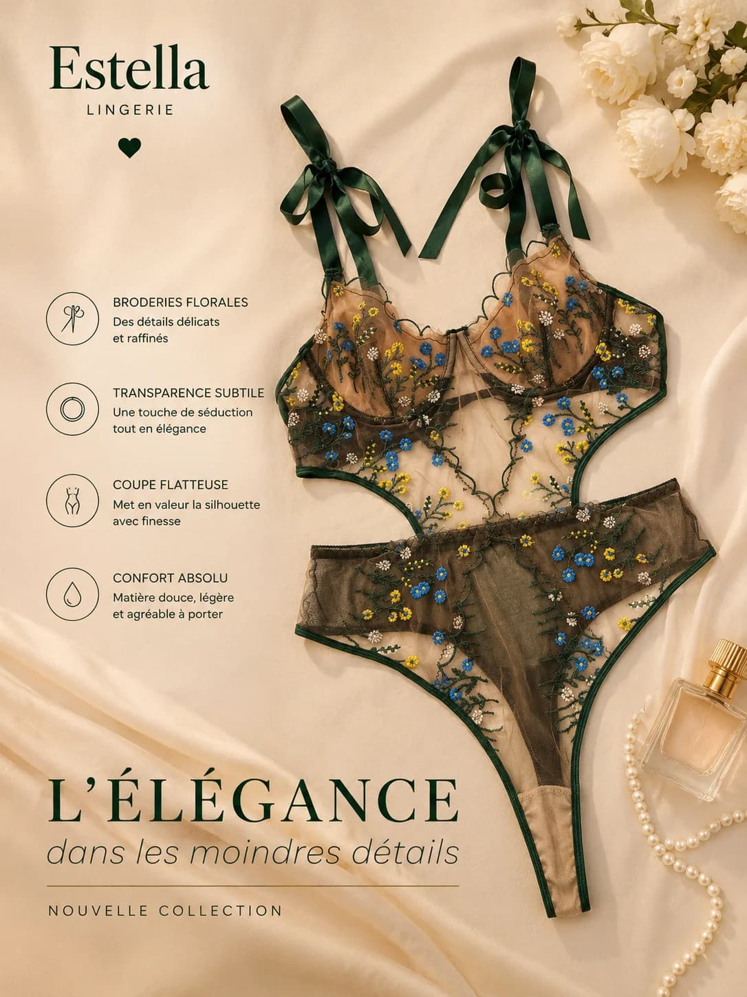 Body Jardin Secret brodé