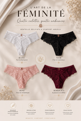 💖 Lot de 4 Culottes Dentelle Élégance™ – Confort Absolu & Effet Galbant Naturel ✨