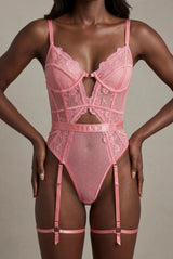 Bodies Bustier Rose Dentelle & Porte-Jarretelles