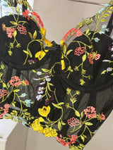 Bustier Lingerie Push-Up Broderie Florale – Blanc, Noir & Nude
