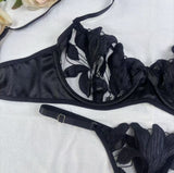 Ensembles Lingerie Brodée Fleurie Transparente – Soutien-Gorge & Tanga | 5 Coloris