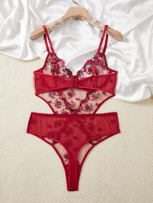 Bodies Estella – Tulle Brodé Floral Rouge