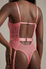 Bodies Bustier Rose Dentelle & Porte-Jarretelles