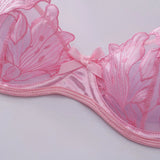 Ensembles Lingerie Brodée Fleurie Transparente – Soutien-Gorge & Tanga | 5 Coloris