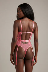 Bodies Bustier Rose Dentelle & Porte-Jarretelles