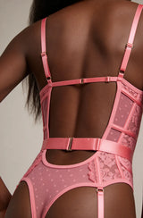 Bodies Bustier Rose Dentelle & Porte-Jarretelles