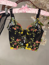 Bustier Lingerie Push-Up Broderie Florale – Blanc, Noir & Nude