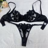 Ensembles Lingerie Brodée Fleurie Transparente – Soutien-Gorge & Tanga | 5 Coloris