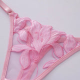 Ensembles Lingerie Brodée Fleurie Transparente – Soutien-Gorge & Tanga | 5 Coloris