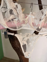 Ensemble Lingerie Brodée Fleurie Transparente – Soutien-Gorge & Tanga | 5 Coloris