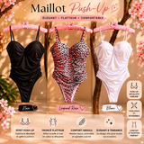 Maillot de Bain 1 Pièce Push-Up Froncé Femme – Noir, Blanc & Léopard Rose ✨🖤🤍🐆