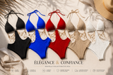 Maillot de Bain 1 Pièce Découpé avec Chaînes Dorées – Collection Élégance