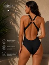 Maillot 1 pièce Estella – Élégance Sculptante Noir