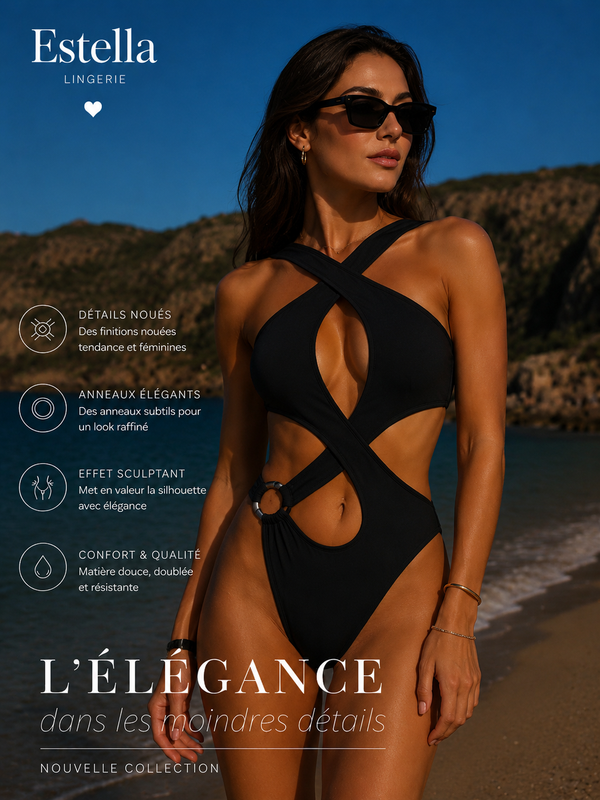 Maillot de Bain 1 Pièce Estella – Noir & Blanc