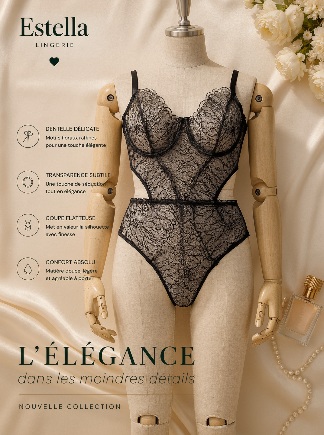 Body Dentelle Noire Estella – Élégance Intemporelle