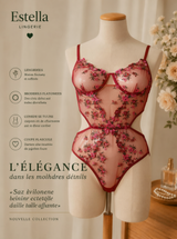 Body Estella – Tulle Brodé Floral Rouge